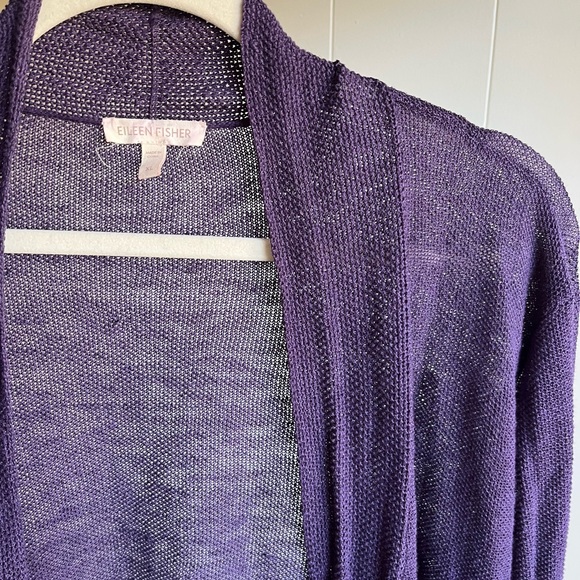 Eileen Fisher 100% Linen Women's Purple Open-Front Knit Beach Sweater Sz XL - Picture 9 of 9